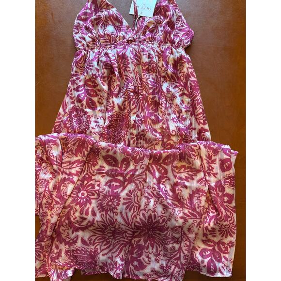 Pink Gold Metallic Beautiful Maxi Dress Romantic Feminine Resort Wear NWT - Picture 6 of 6